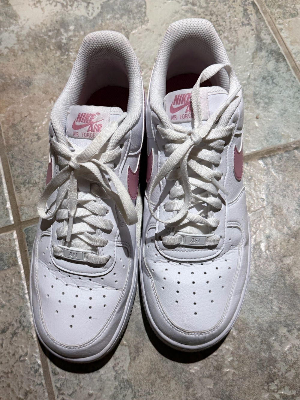 Nike Air Force 1 Low — White with Pink Swoosh
